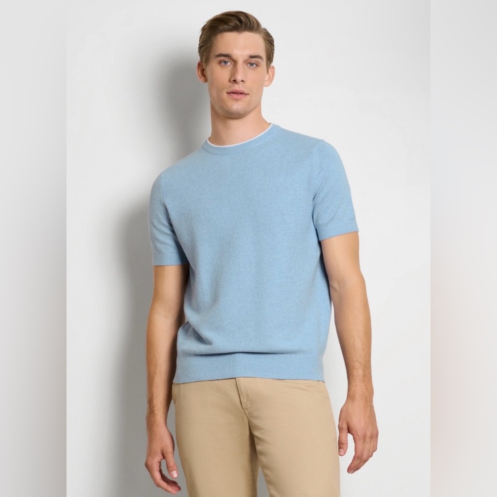 Van Heusen Smart Temp Knit Crewneck Sweater Tee Blue Slim Fit XL NWT